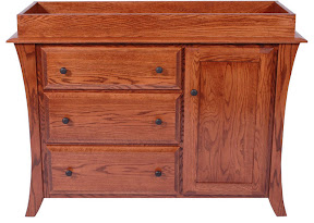 Curved mission changing table, medium oak